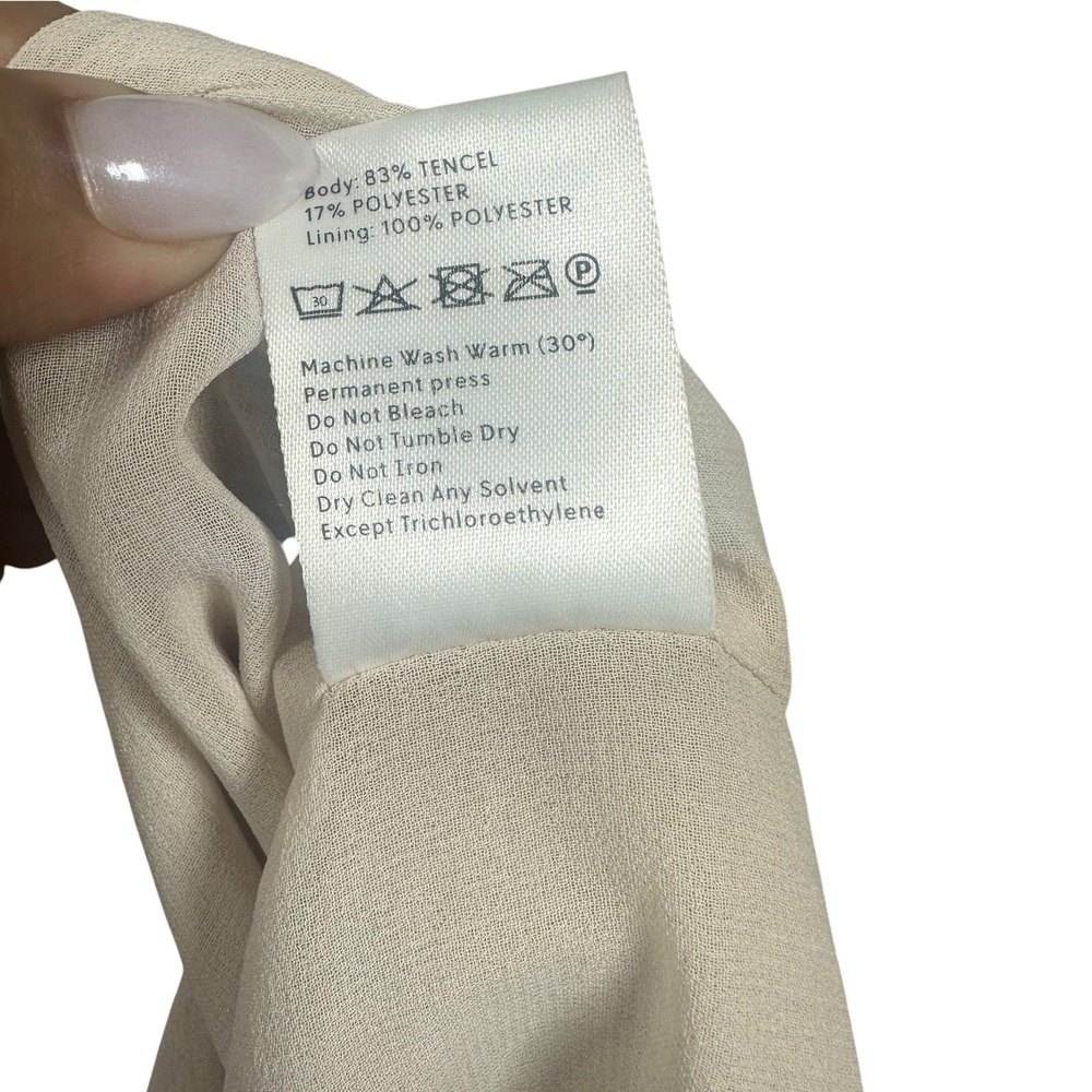 Nanushka Lily Sand Pleat Voile Belted Sleeveless Maxi Dress Beige Medium NWT - Picture 13 of 15